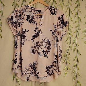 Torrid Pink Purple & Gold Floral Blouse